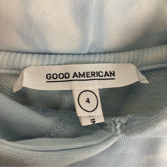 Good American Cloud Tie Dye Hoodie Sweatshirt Womens XL 4 Blue Pullover Pocket - Picture 5 of 11